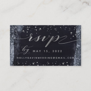 Visita Cartão RSVP Online de Casamento Noturno Silver Sta