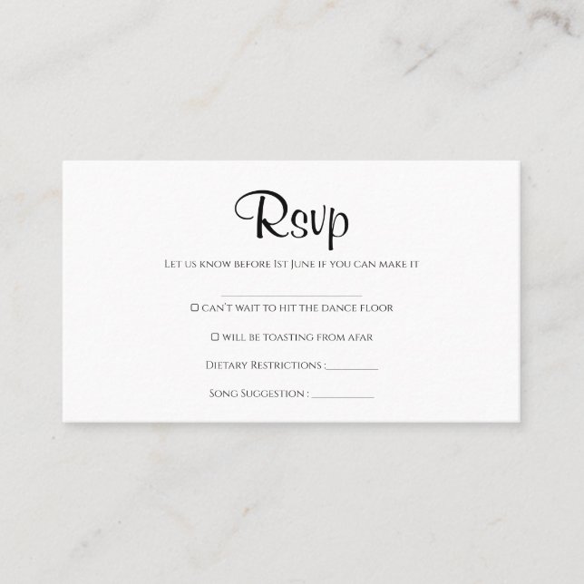 Visita Cartão Rsvp Rustic de Casamento Simples (Frente)