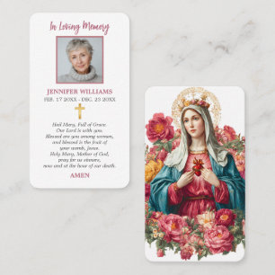 Visita Cartão Sagrado Coração de Maria Floral Virgem Mari
