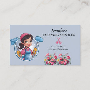 Visita Cartoon Maid House Clearing Services Cartão de vis