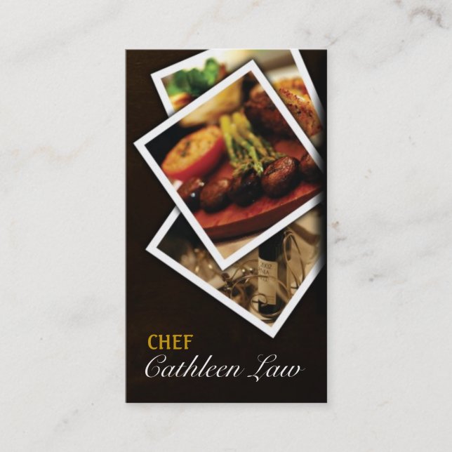 Visita Chef, Catering, Comida, Restaurante, Cartão de vis (Frente)