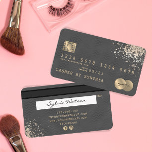 Visita Chevron Preto Estilado com Cartão de Crédito