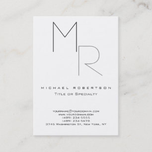 Visita Chubby Trendy Monograma White Plain Cartão de visi