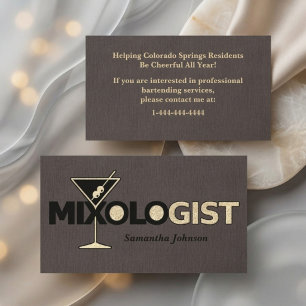 Visita Classy Linen Mixologista Bartender Cartão de visit