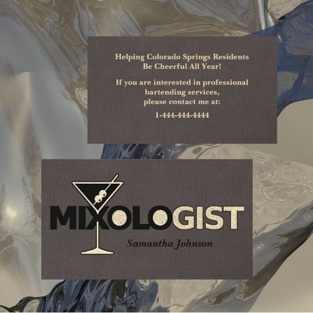 Visita Classy Linen Mixologista Bartender Cartão de visit (Criador carregado)