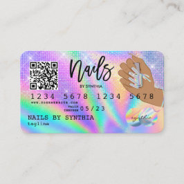 Visita Cód. QR Tech Nail do Cartão de Crédito Holográfico