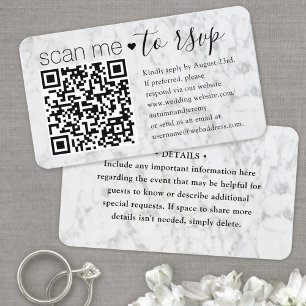 Visita Código QR RSVP Casamento Faux Cartão de Gabinete