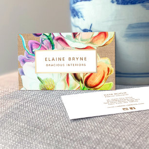 Visita Colorida Elegante Watercolor Magnolia Cartão de vi