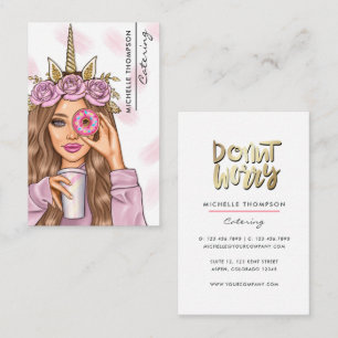 Visita Comida Catering Whimsical Unicorn Lady Cartão de v