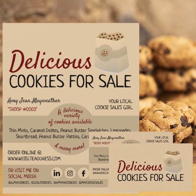 Visita Cookies em Saco, Cartão de drenagem de vendas de c (Criador carregado)