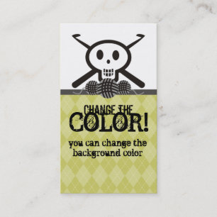 Visita crânio dos ganchos de crochet com cartão de visi