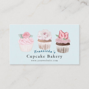 Visita Cupcake De Panificação De Azul Claro Cartão de 