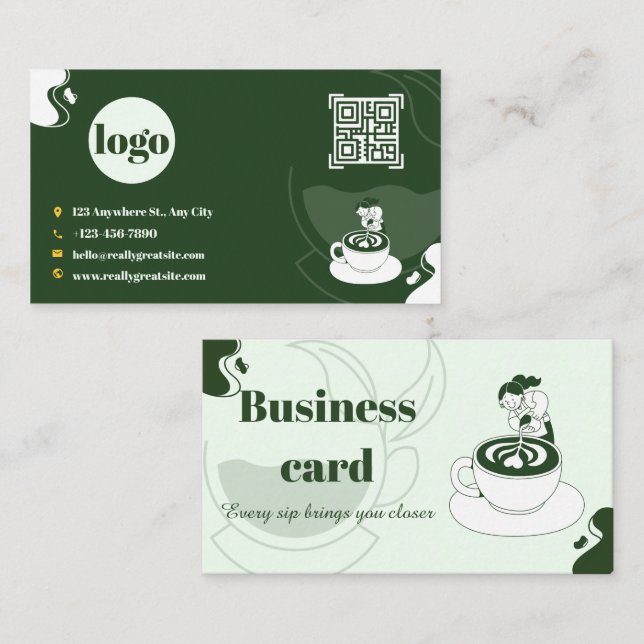 Visita Design de Cartão de Fidelidade de Café Verde (Frente/Verso)