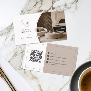 Visita Designer de Código QR de Foto Elegante para Cartão