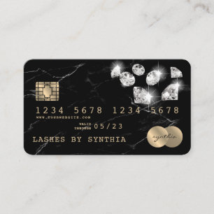 Visita Diamantes de mármore preto estilizados com cartão 