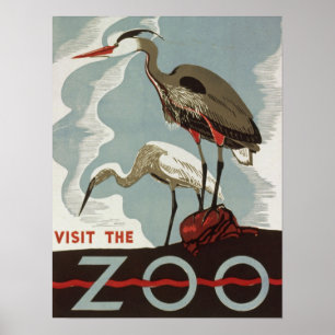 Visita do vintage o poster do jardim zoológico co
