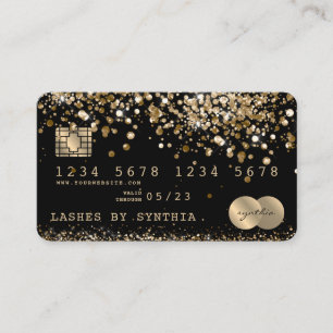 Visita Dourada Glitter Estilado do Cartão de Débito de Cr