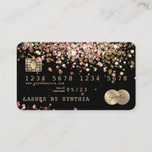 Visita Dourada Glitter Estilado do Cartão de Débito de Cr