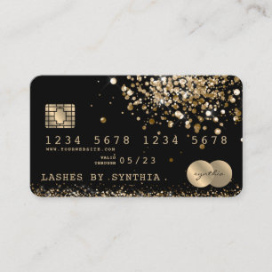 Visita Dourada Glitter Estilado do Cartão de Débito de Cr