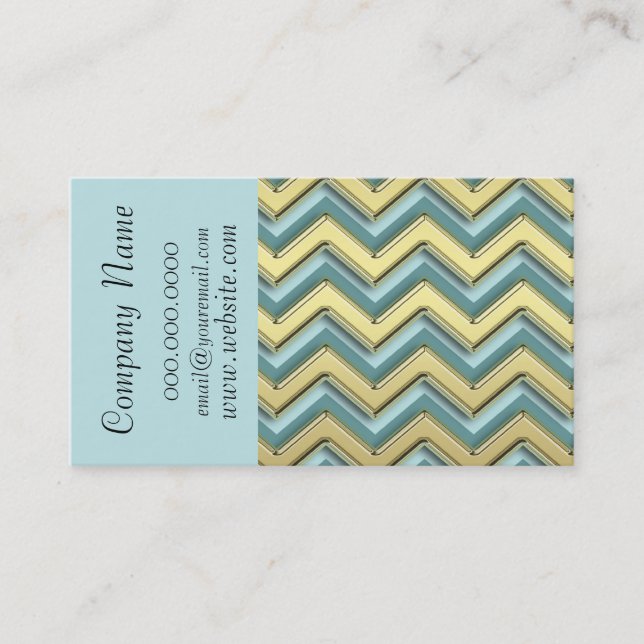 Visita Dourado no Turquoise ZigZag Pattern Cartão de visi (Frente)