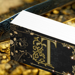 Visita Dourado Sparkle Monograma Dog Walker Cartão de vi