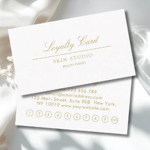 Visita Elegant Script    Cartão de Fidelidade Branco Bege