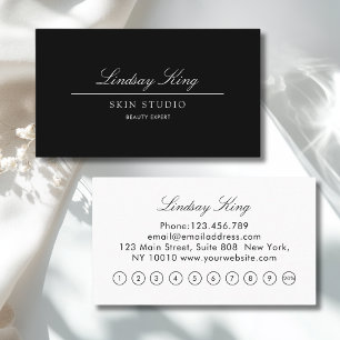 Visita Elegant Script Cartão de Fidelidade Salão Preto