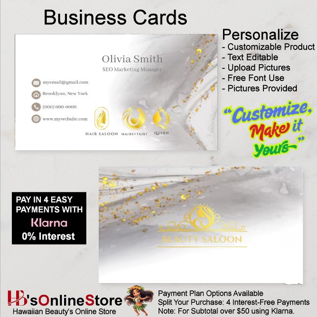 Visita Elegante de Beauticista Personalizável Cartão de v (Customizable Beautician Elegant Business Card 3.)