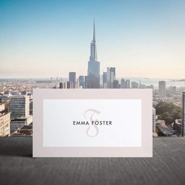 Visita Elegante Monograma de Creme de Coco Cartão de visi (Criador carregado)