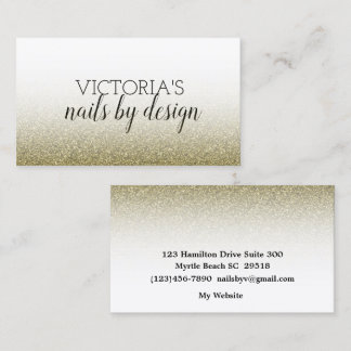 Visita Elegante Nail Tech Dourado Glitter Cartão de visit