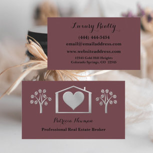 Visita Elegante Plum Pro Real Estate Broker Cartão de vis