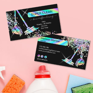 Visita Empregada Limpeza Casa Brilhante Cartão de Negócio