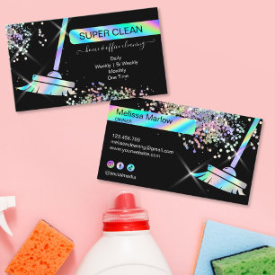 Visita Empregada Limpeza Casa Brilhante Cartão de Negócio