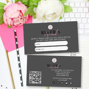 Visita Empresa Preta e Rosa Refere Um Cartão De Referênci