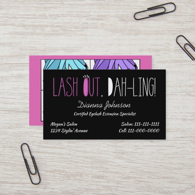 Visita "Eyelash Divas" Lash-Out, Dah-ling! Cartão de visi (Frente/Verso In Situ)
