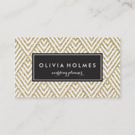 Visita Faux Dourado Glitter Chevron Pattern Cartão de vis