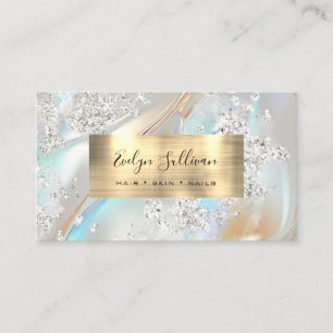 Visita Faux Glitter Pearlescent Ivory Foil Cartão de visi