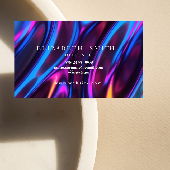 Visita Faux Holographic Neon Professional Cartão de visit (Criador carregado)