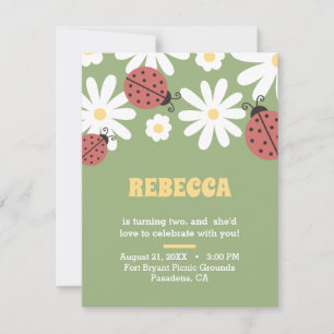 Visita floral de aniversário feminina Ladybug e di