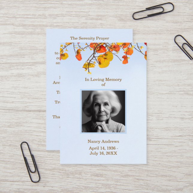 Visita Funeral Memorial Service Sky Deixa Cartão de Oraçã (Frente/Verso In Situ)