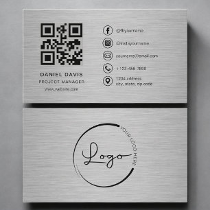 Visita Gerente de Projeto Cartão QR Code Metálico