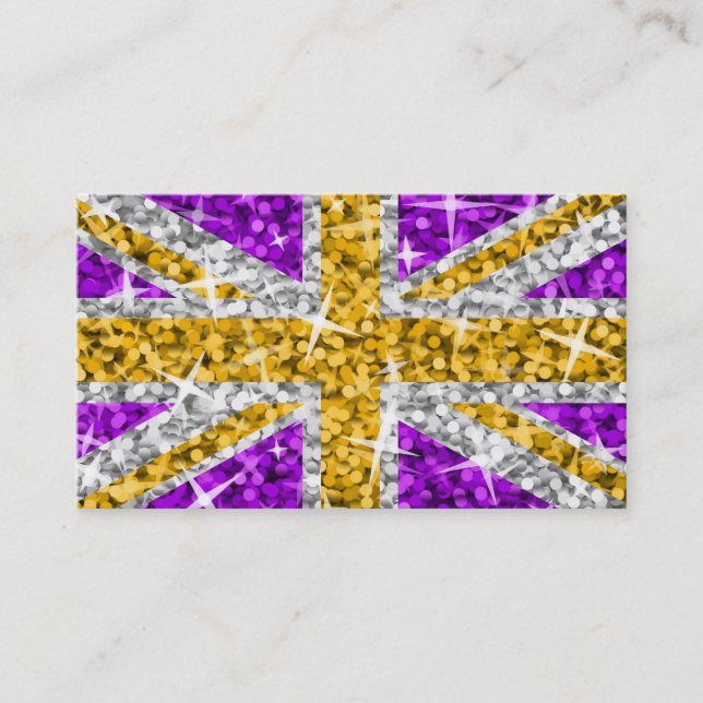Visita Glitz UK Dourado modelo de cartão de negócios Whit (Frente)
