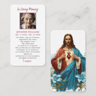 Visita Jesus em cartão de oração de Lírios Sagrado Coraçã