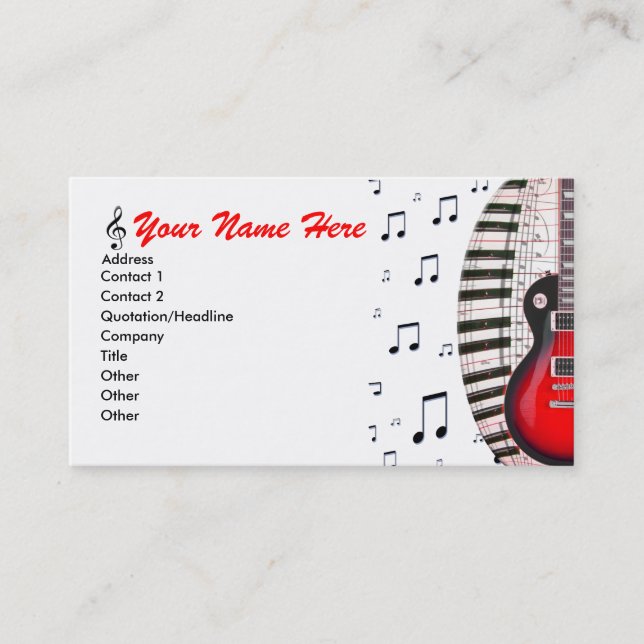 Visita Keyboard Notes para Piano de Violão Cartão de visi (Frente)