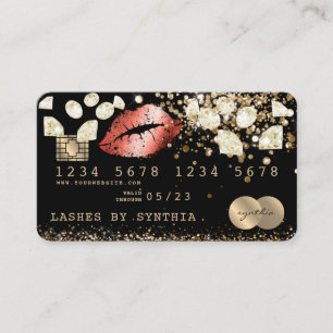 Visita Lábios Dourados Glitter com Cartão de Débito de Cr