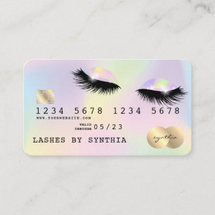Visita Lashes de Cartão de Crédito Moderno Unicórn Hológr