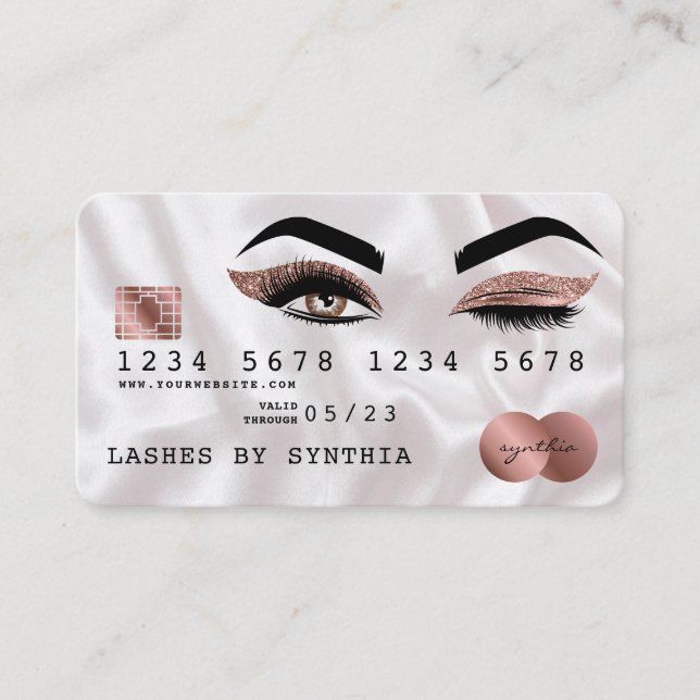 Visita Lashes longos Rosa Dourados  com cartão de crédito (Frente)