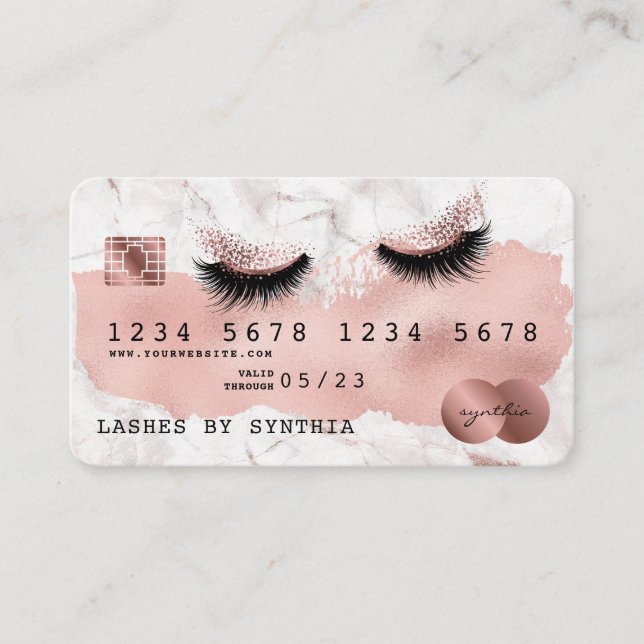Visita Lashes longos Rosa Dourados  com cartão de crédito (Frente)