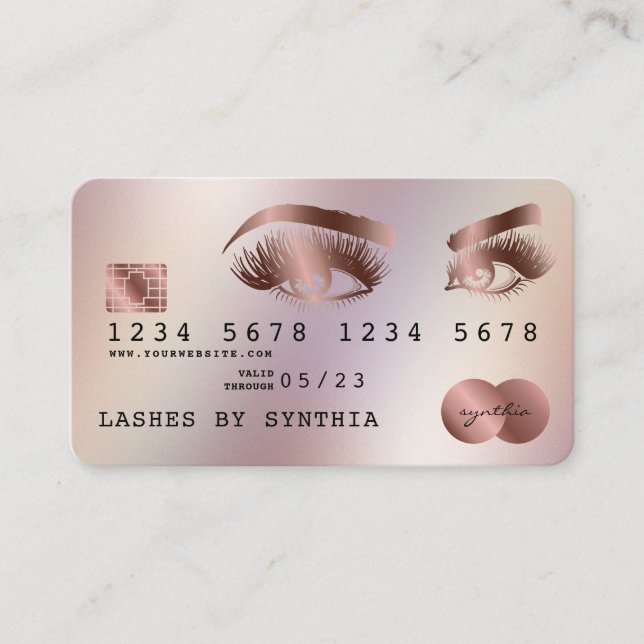 Visita Lashes longos Rosa Dourados  com cartão de crédito (Frente)