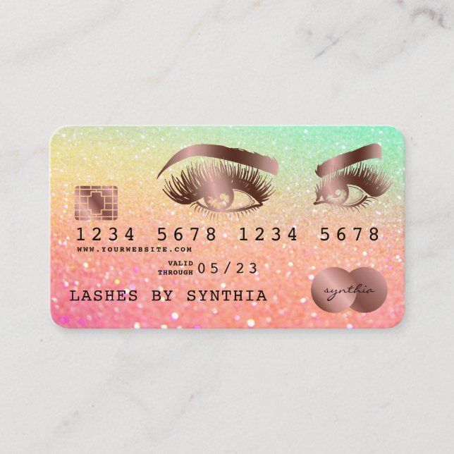 Visita Lashes longos Rosa Dourados  com cartão de crédito (Frente)